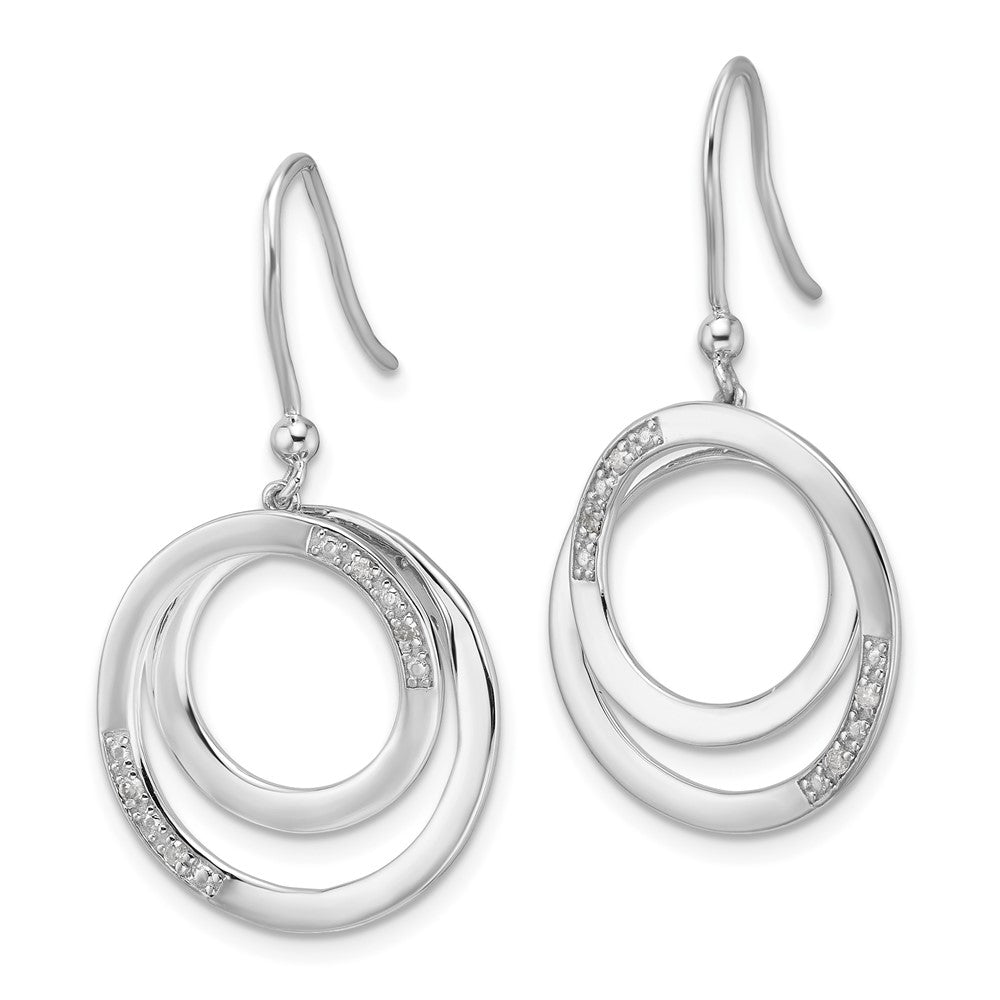 Sterlingsilber Rhodiniert Weiß Eis.05ct. Diamant Kreis Ohrhänger
