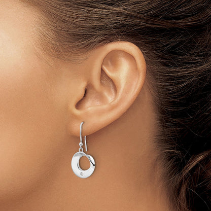 Sterlingsilber Rhodiniert Weiß Eis.05ct. Diamant Ohrhänger
