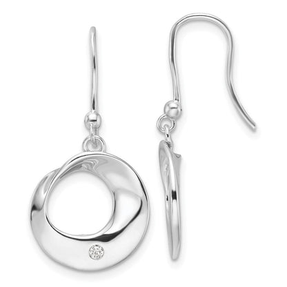 Sterlingsilber Rhodiniert Weiß Eis.05ct. Diamant Ohrhänger