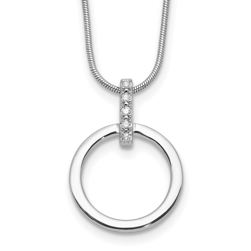 Sterlingsilber Rhodiniert Weiß Eis.05ct. Diamant. Kreis mit 2 Zoll Verlängerung Halskette