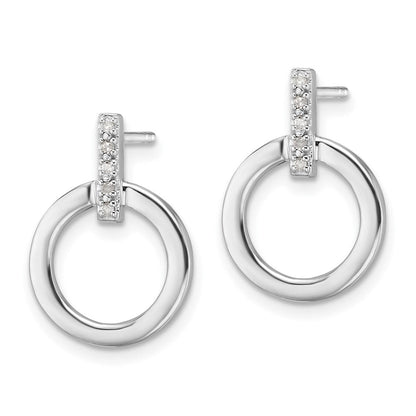 Sterlingsilber Rhodiniert Weiß Eis.05ct. Diamant Kreis Ohrstecker