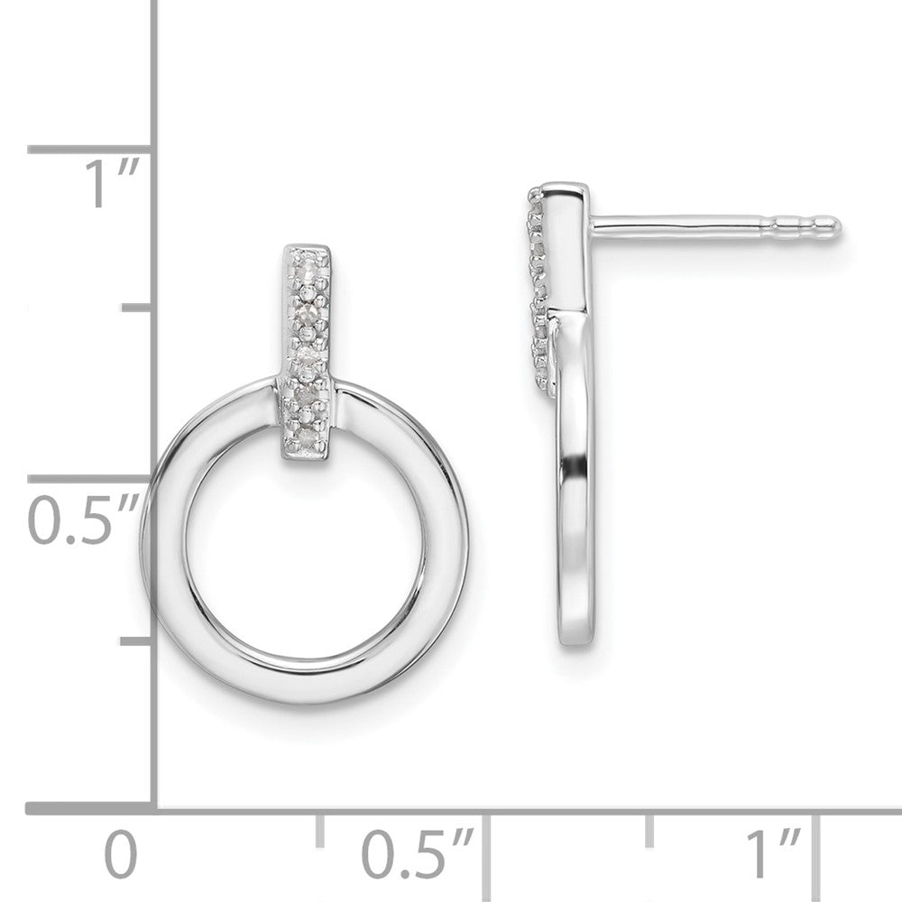 Sterlingsilber Rhodiniert Weiß Eis.05ct. Diamant Kreis Ohrstecker