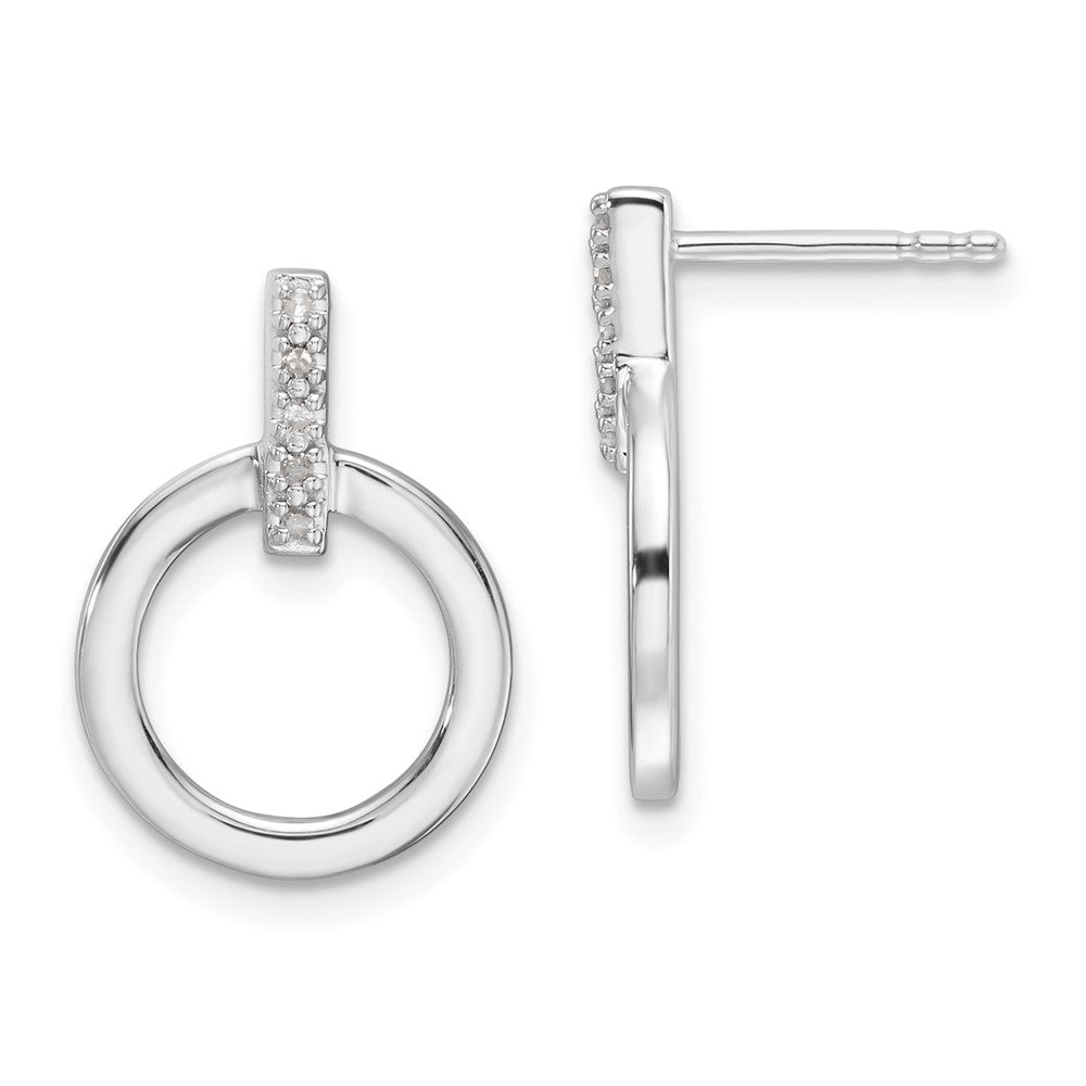 Sterlingsilber Rhodiniert Weiß Eis.05ct. Diamant Kreis Ohrstecker