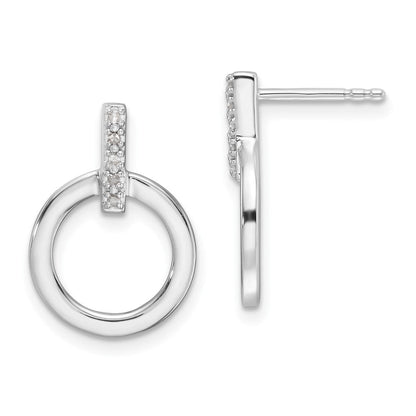 Sterlingsilber Rhodiniert Weiß Eis.05ct. Diamant Kreis Ohrstecker