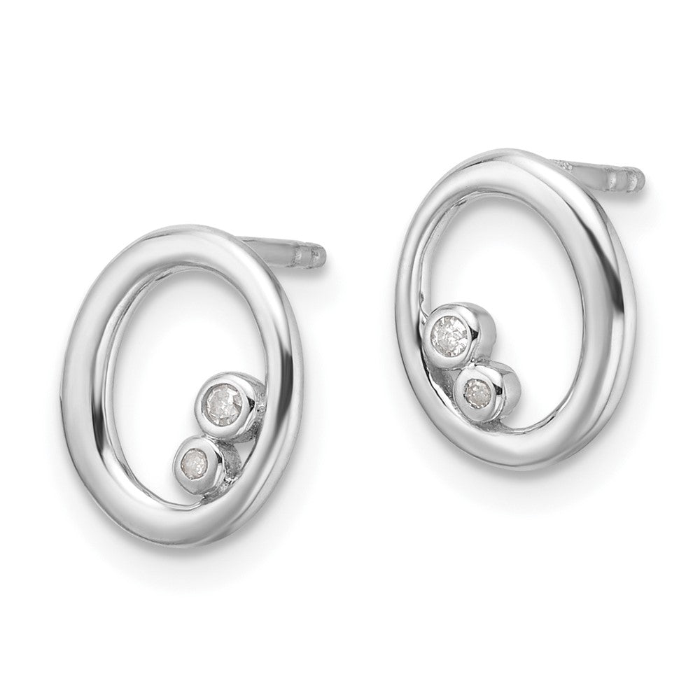 Sterlingsilber Rhodiniert Weiß Eis.03ct. Diamant Oval Ohrstecker
