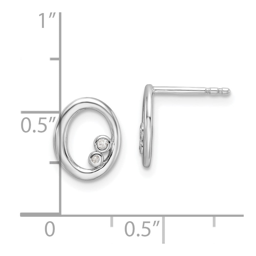 Sterlingsilber Rhodiniert Weiß Eis.03ct. Diamant Oval Ohrstecker