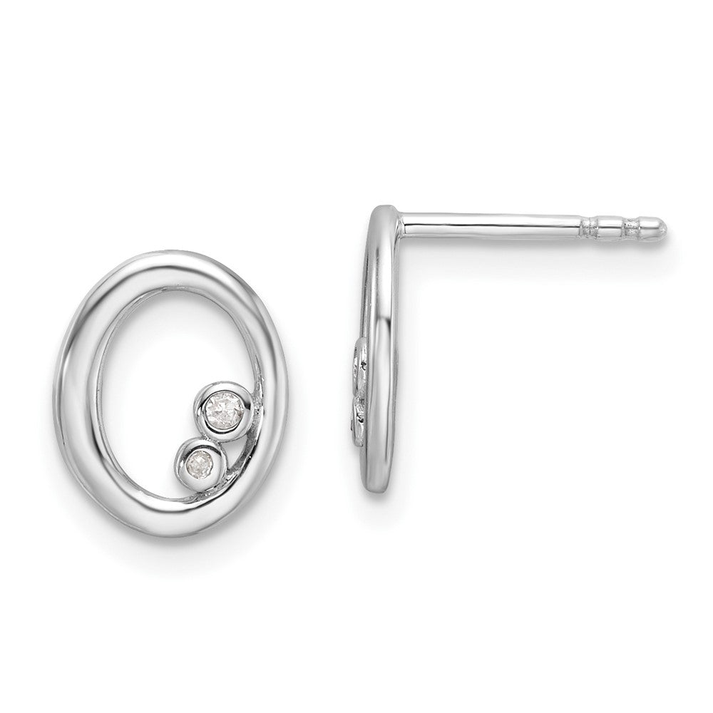 Sterlingsilber Rhodiniert Weiß Eis.03ct. Diamant Oval Ohrstecker