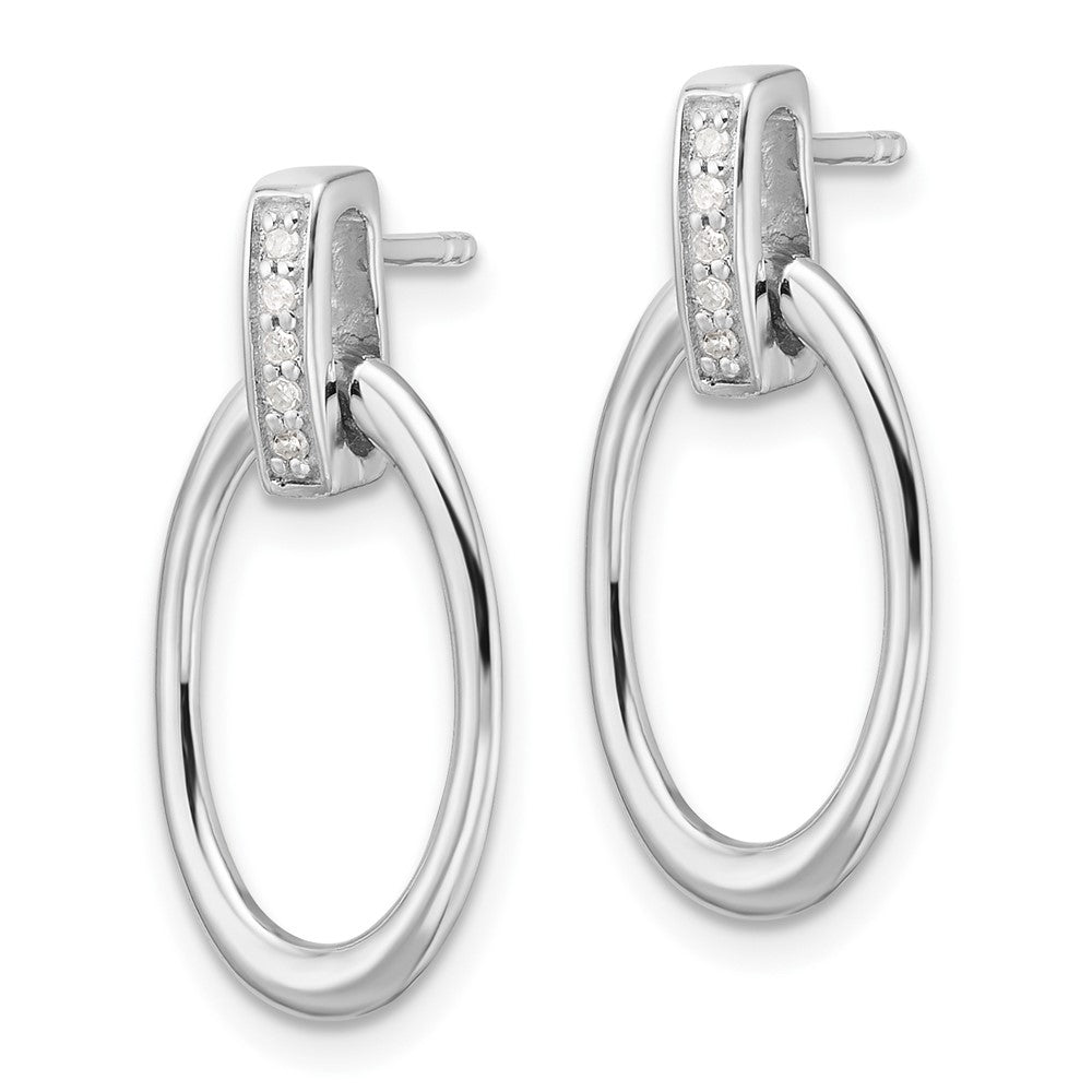 Sterlingsilber Rhodiniert Weiß Eis.05ct. Diamant. Oval Stecker Ohrhänger