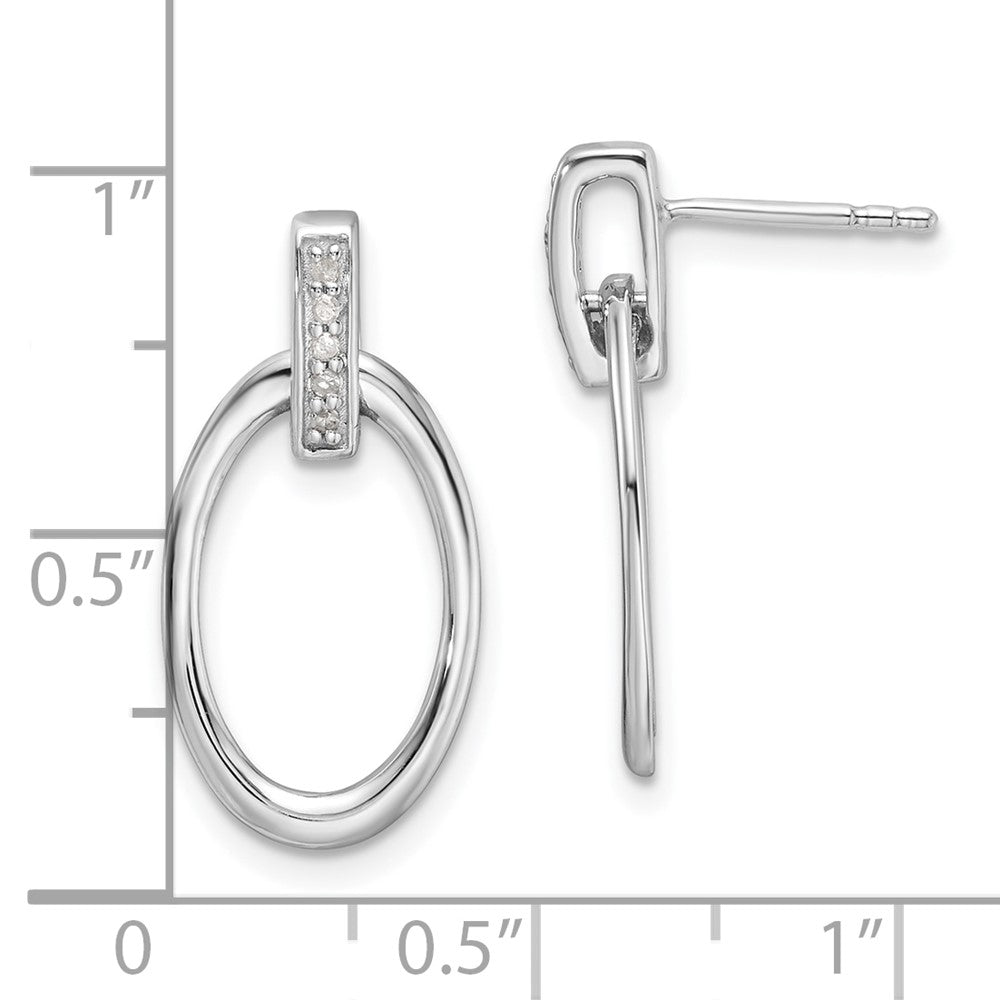 Sterlingsilber Rhodiniert Weiß Eis.05ct. Diamant. Oval Stecker Ohrhänger
