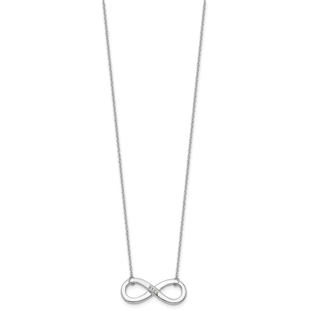 Weiß Eis Sterlingsilber Rhodiniert.02ct. Diamant Unendlichkeit Halskette