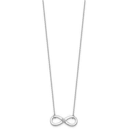 Weiß Eis Sterlingsilber Rhodiniert.02ct. Diamant Unendlichkeit Halskette