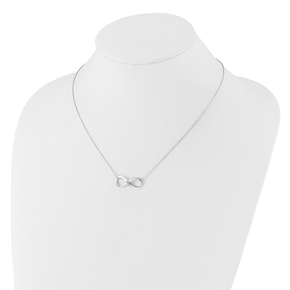 Weiß Eis Sterlingsilber Rhodiniert.02ct. Diamant Unendlichkeit Halskette