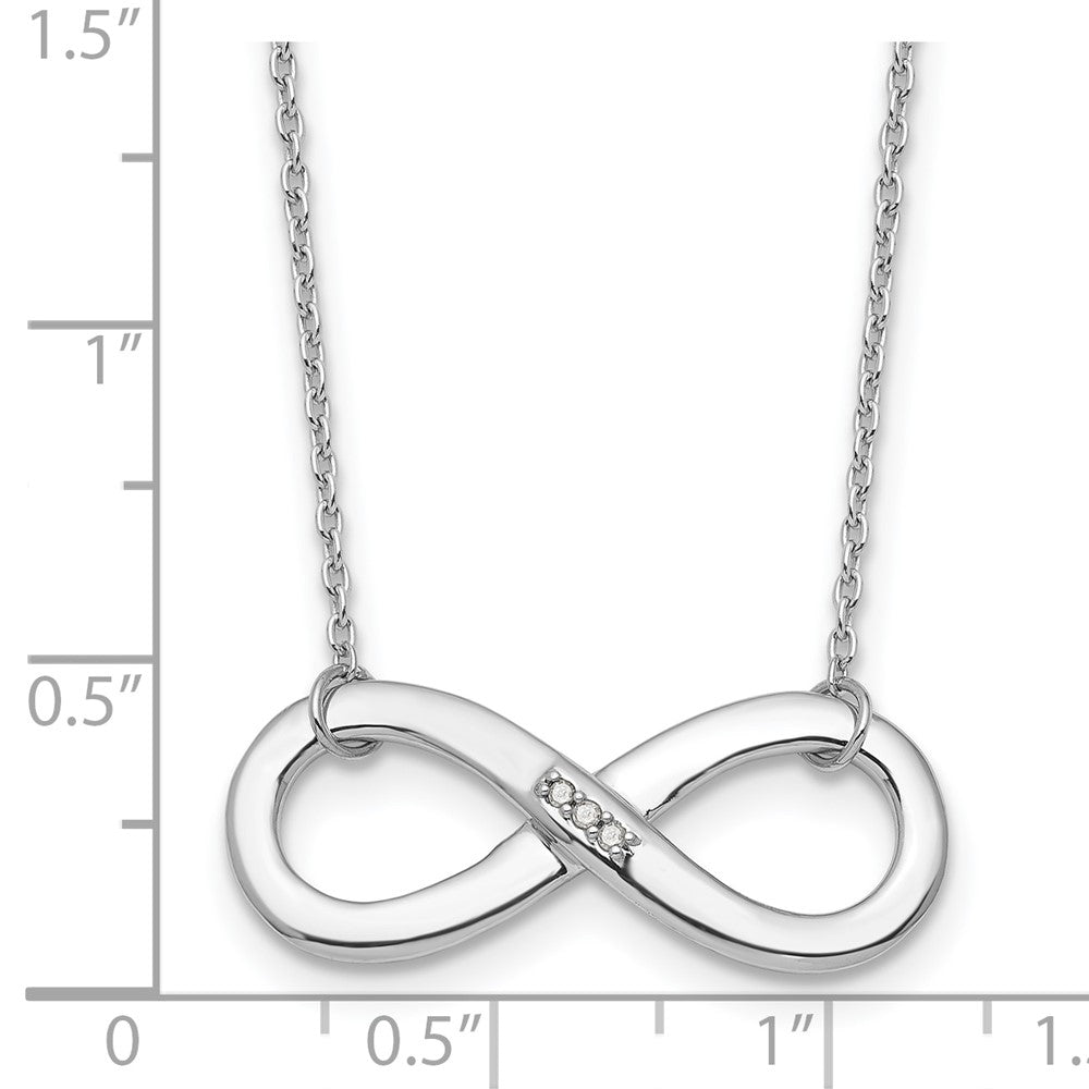 Weiß Eis Sterlingsilber Rhodiniert.02ct. Diamant Unendlichkeit Halskette