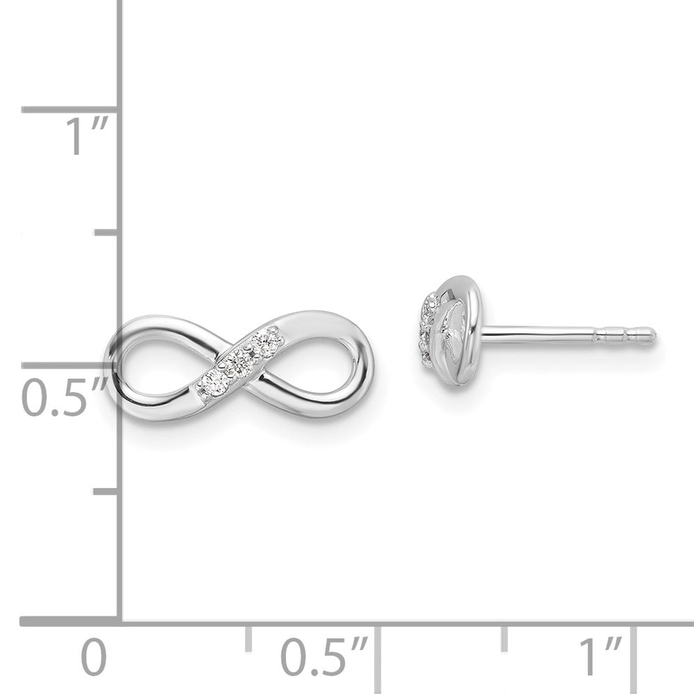 Sterlingsilber Rhodiniert Weiß Eis.06ct. Diamant Unendlichkeit Ohrstecker