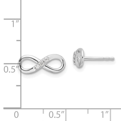 Sterlingsilber Rhodiniert Weiß Eis.06ct. Diamant Unendlichkeit Ohrstecker