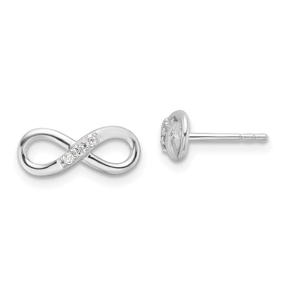 Sterlingsilber Rhodiniert Weiß Eis.06ct. Diamant Unendlichkeit Ohrstecker