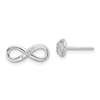 Sterlingsilber Rhodiniert Weiß Eis.06ct. Diamant Unendlichkeit Ohrstecker