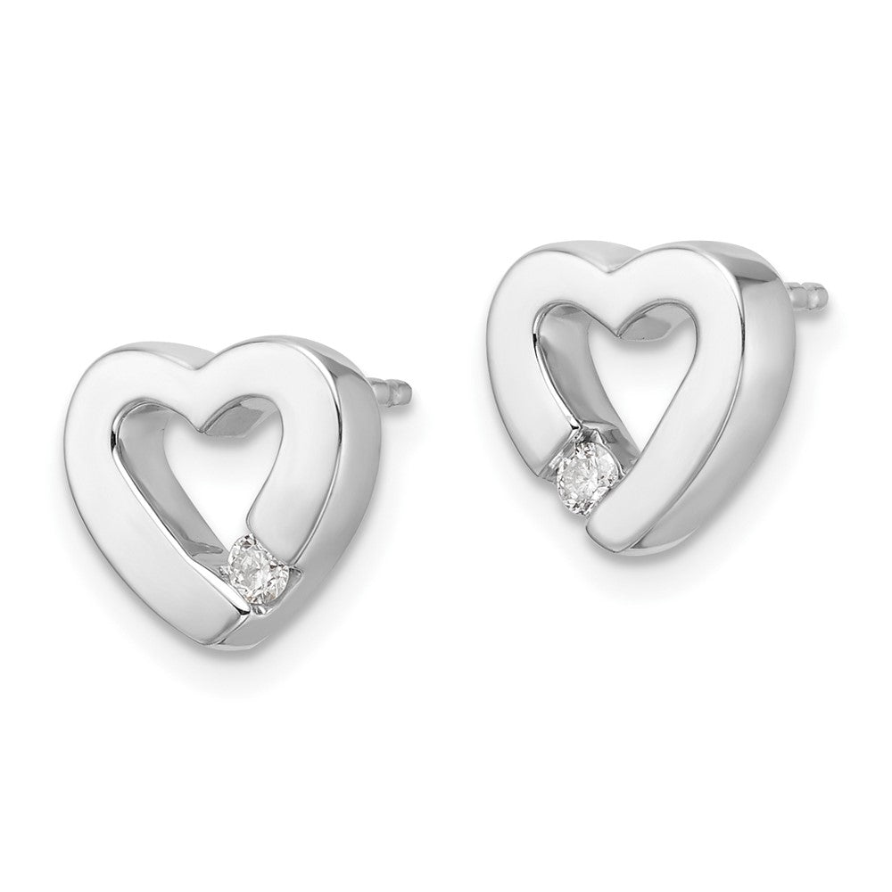 Sterlingsilber Rhodiniert Weiß Eis.08ct Diamant Herz Ohrringe