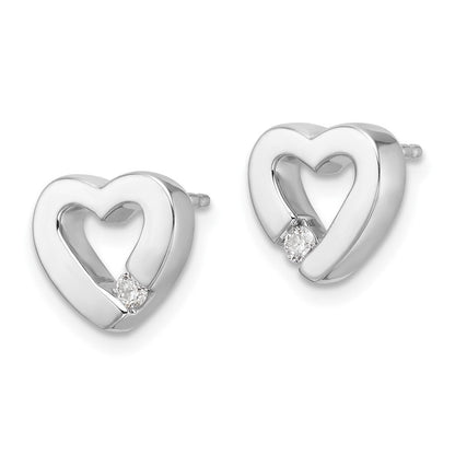 Sterlingsilber Rhodiniert Weiß Eis.08ct Diamant Herz Ohrringe