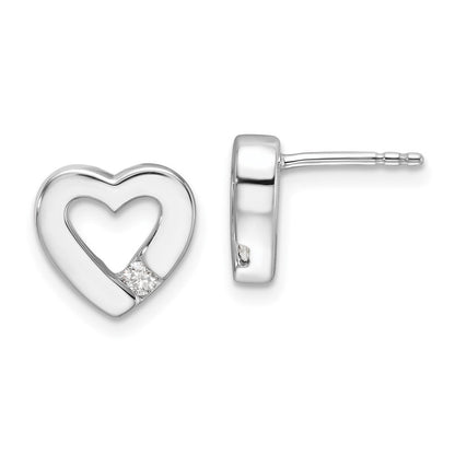 Sterlingsilber Rhodiniert Weiß Eis.08ct Diamant Herz Ohrringe