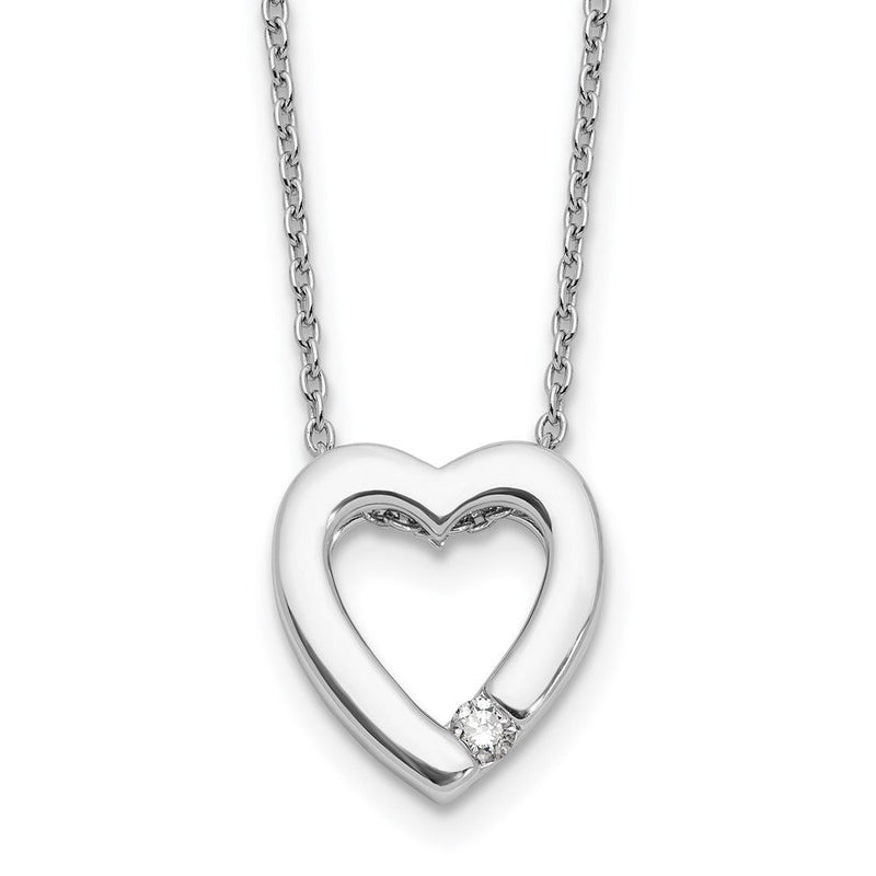 Sterlingsilber Rhodiniert Weiß Eis.07ct Diamant Herz W2/in Verlängerung Halskette