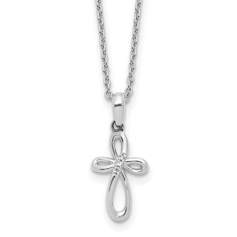 Sterlingsilber Rhodiniert Weiß Eis Diamant Kreuz mit 2 Zoll Verlängerung Halskette