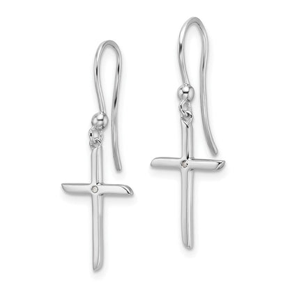 Sterlingsilber Rhodiniert Weiß Eis.01ct. Diamant Kreuz Ohrhänger