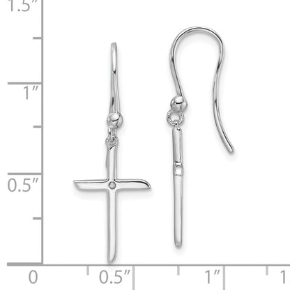 Sterlingsilber Rhodiniert Weiß Eis.01ct. Diamant Kreuz Ohrhänger