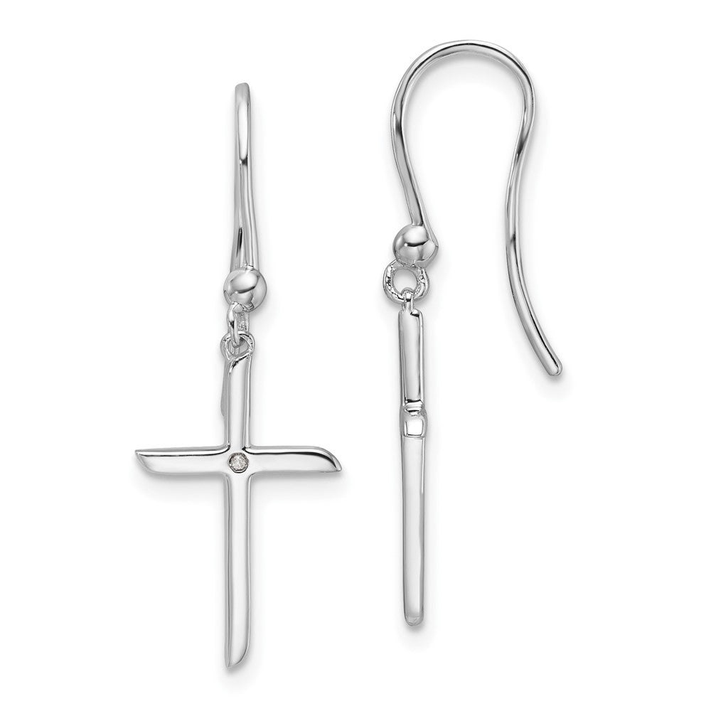 Sterlingsilber Rhodiniert Weiß Eis.01ct. Diamant Kreuz Ohrhänger