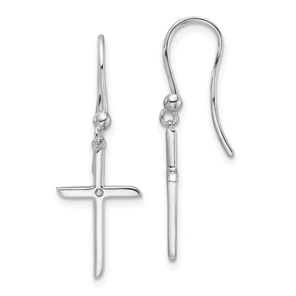 Sterlingsilber Rhodiniert Weiß Eis.01ct. Diamant Kreuz Ohrhänger