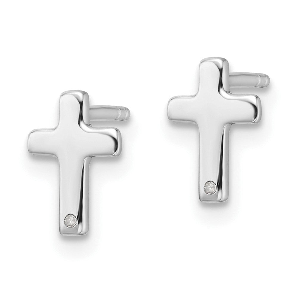 Sterlingsilber Rhodiniert Weiß Eis.01ct. Diamant Kreuz Ohrstecker