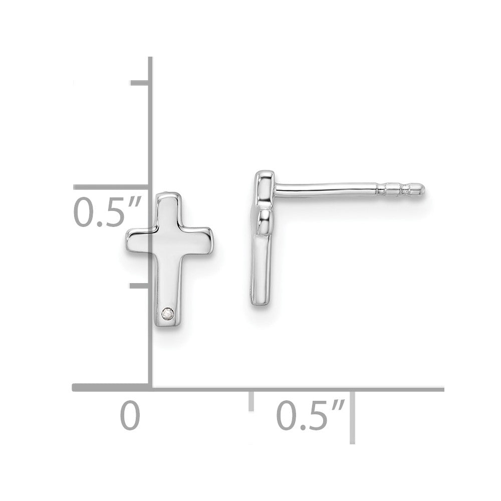 Sterlingsilber Rhodiniert Weiß Eis.01ct. Diamant Kreuz Ohrstecker