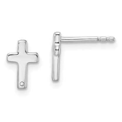Sterlingsilber Rhodiniert Weiß Eis.01ct. Diamant Kreuz Ohrstecker