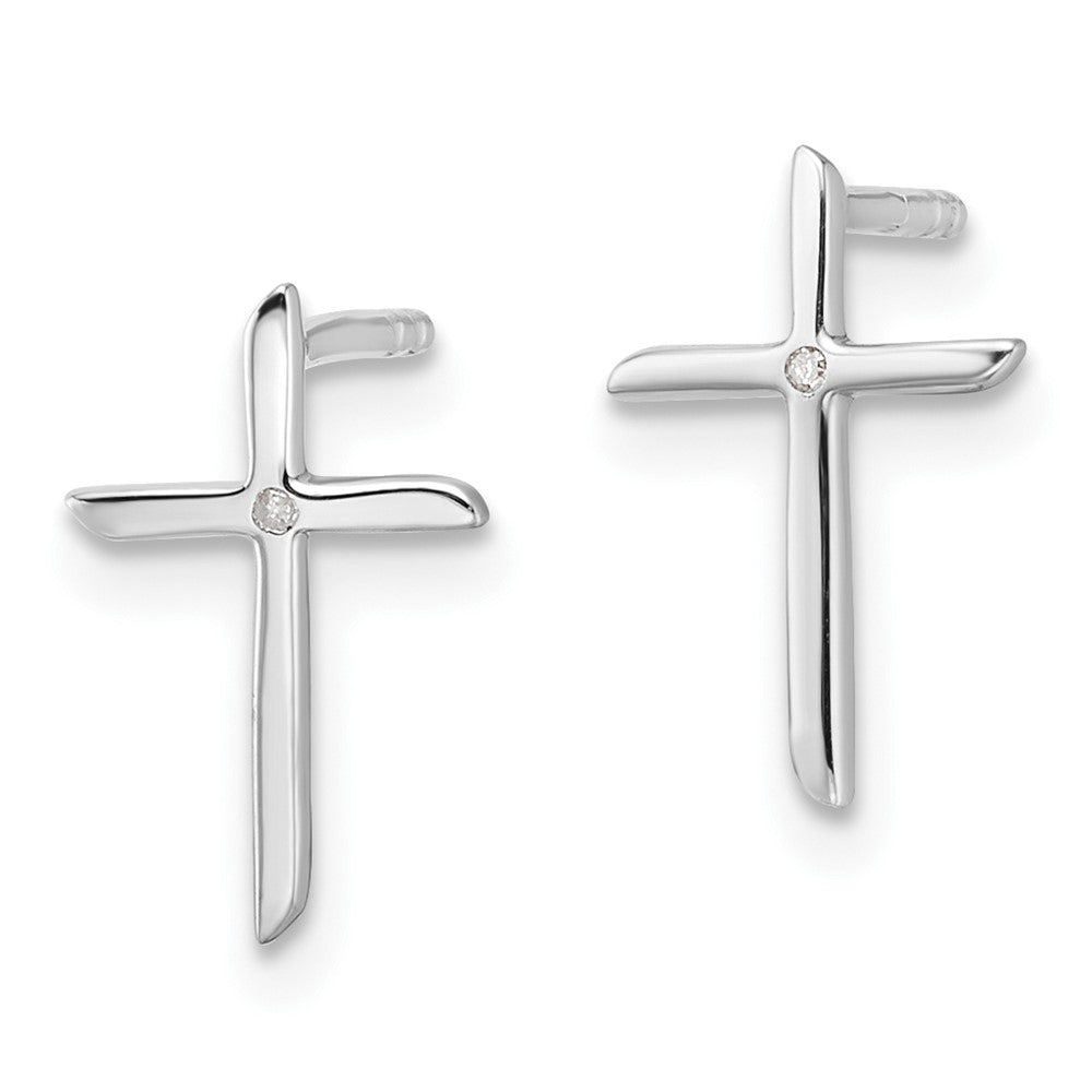 Sterlingsilber Rhodiniert Weiß Eis.01ct. Diamant Kreuz Ohrstecker