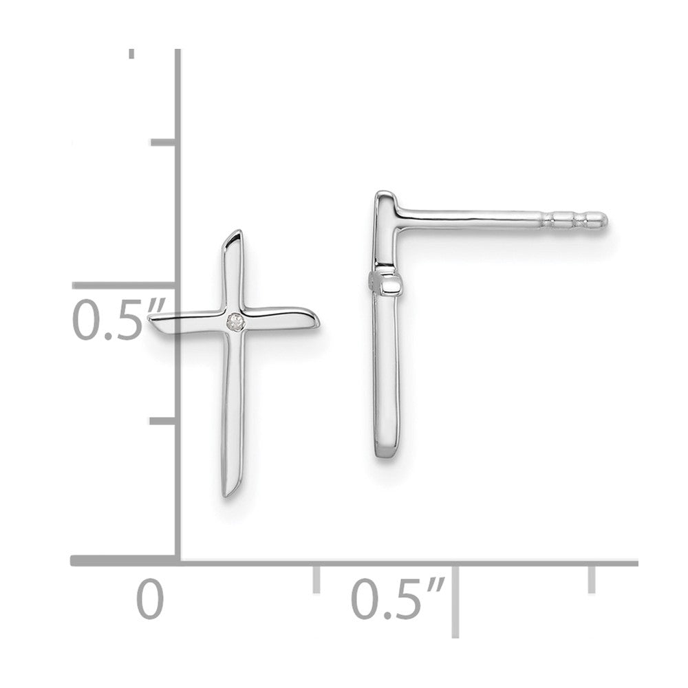 Sterlingsilber Rhodiniert Weiß Eis.01ct. Diamant Kreuz Ohrstecker