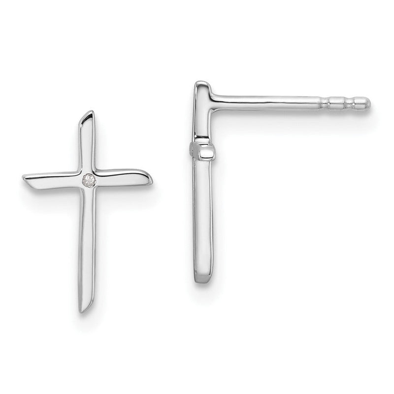 Sterlingsilber Rhodiniert Weiß Eis.01ct. Diamant Kreuz Ohrstecker