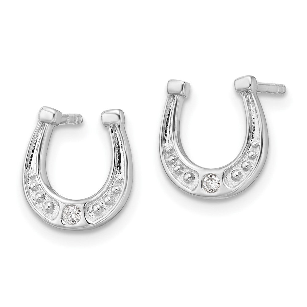 Sterlingsilber Rhodiniert Weiß Eis.03ct. Diamant Hufeisen Ohrstecker