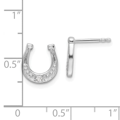 Sterlingsilber Rhodiniert Weiß Eis.03ct. Diamant Hufeisen Ohrstecker