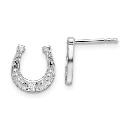 Sterlingsilber Rhodiniert Weiß Eis.03ct. Diamant Hufeisen Ohrstecker
