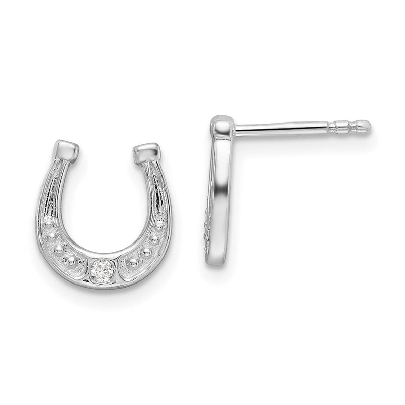 Sterlingsilber Rhodiniert Weiß Eis.03ct. Diamant Hufeisen Ohrstecker