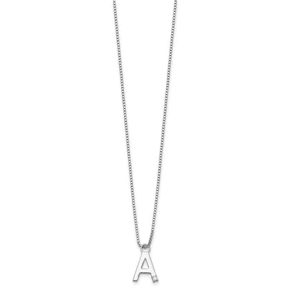 Sterlingsilber Rhodiniert Weiß Eis.03 Diamant Initiale mit 2 Zoll Verlängerung. Halskette