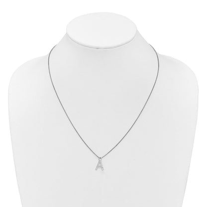 Sterlingsilber Rhodiniert Weiß Eis.03 Diamant Initiale mit 2 Zoll Verlängerung. Halskette