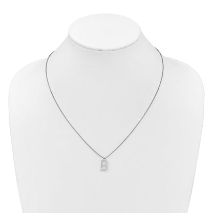 Sterlingsilber Rhodiniert Weiß Eis.03 Diamant Initiale B mit 2 Zoll Verlängerung. Halskette