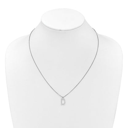 Sterlingsilber Rhodiniert Weiß Eis.03 Diamant Initiale D mit 2 Zoll Verlängerung. Halskette