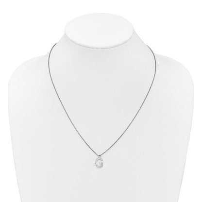 Sterlingsilber Rhodiniert Weiß Eis.03 Diamant Initiale G mit 2 Zoll Verlängerung. Halskette