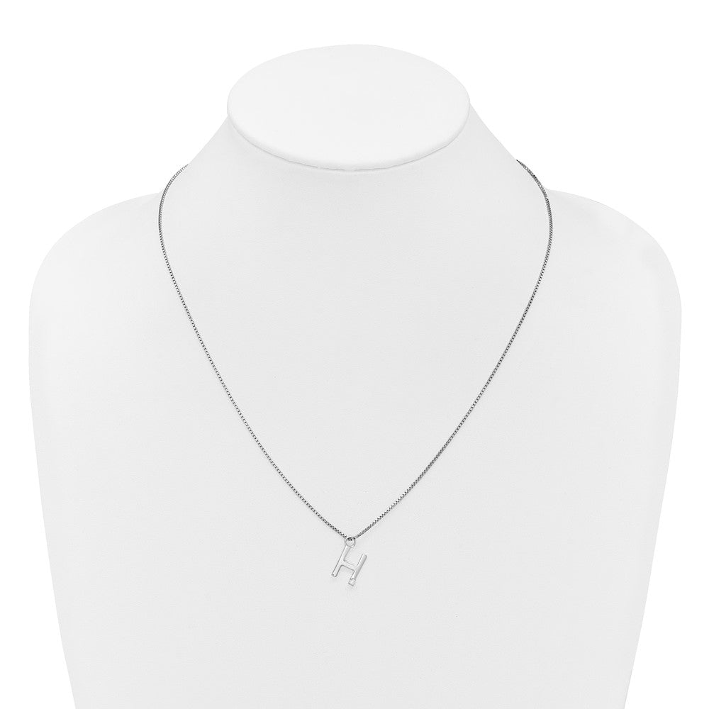 Sterlingsilber Rhodiniert Weiß Eis.03 Diamant Initiale H mit 2 Zoll Verlängerung. Halskette