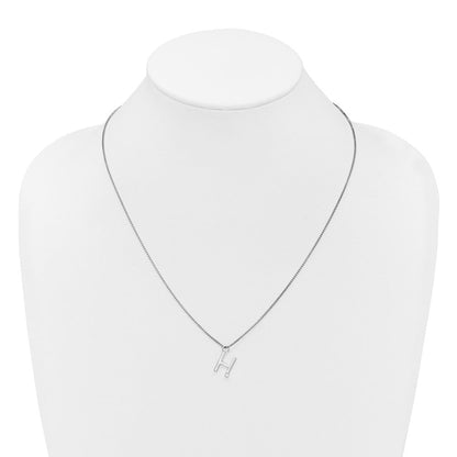 Sterlingsilber Rhodiniert Weiß Eis.03 Diamant Initiale H mit 2 Zoll Verlängerung. Halskette