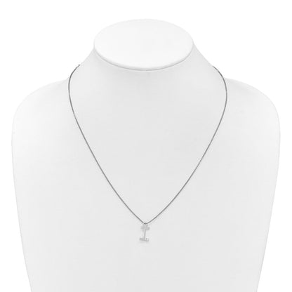 Sterlingsilber Rhodiniert Weiß Eis.03 Diamant Initiale I mit 2 Zoll Verlängerung. Halskette