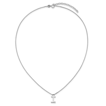 Sterlingsilber Rhodiniert Weiß Eis.03 Diamant Initiale I mit 2 Zoll Verlängerung. Halskette