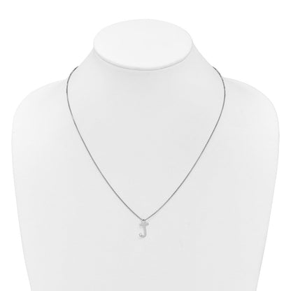 Sterlingsilber Rhodiniert Weiß Eis.03 Diamant Initiale J mit 2 Zoll Verlängerung. Halskette